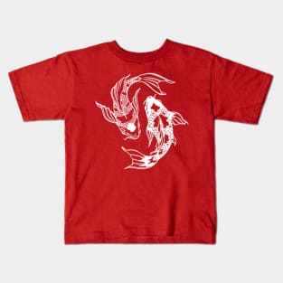 Yin Yang Koi Carp Fish White Illustration Cut Out Kids T-Shirt